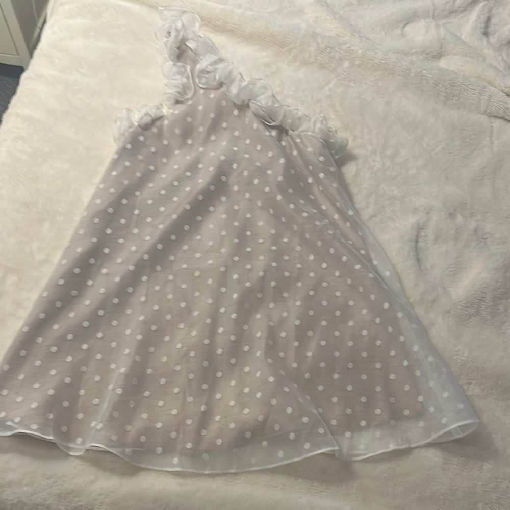 DO+BE Cream One Shoulder Polka Dot Dress
